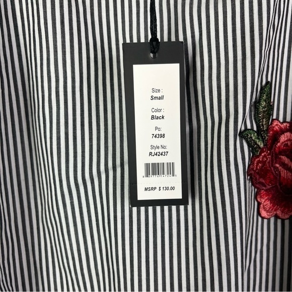 Romeo & Juliet Couture Black & White Stripe Floral Embroidered Mini Dress S - Picture 5 of 5